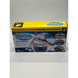 BulbHead Hurricane Spin Broom Blue White Triple Brush Cordless Sweeper New